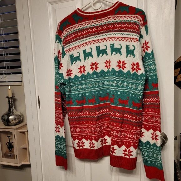 Cat In A Top Hat Soft & Cozy Festive Christmas Sweater 33 Degrees Unisex Large - Picture 4 of 16